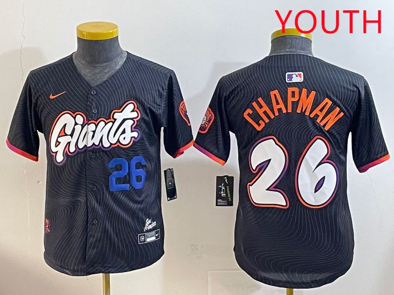 Youth San Francisco Giants 26 Chapman Black Joint Name 2025 Nike MLB Jersey style 3